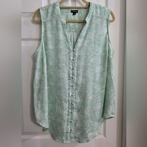Torrid Mint Green Floral Sleeveless Blouse